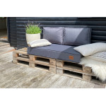 Paletové sedenie Golden Garden GG22 podsedák a vankúš 120cm x 80cm x 15cm Čierne s kvietkami